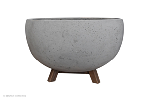 Concrete Bungxe Bowl with wooden feet, Grey