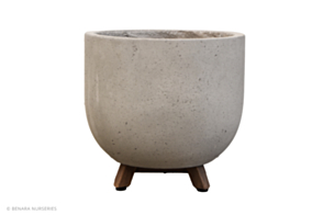 Concrete Egg planter with wooden feet, Grey